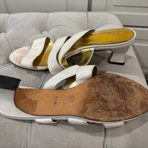 Vintage Italian White Leather 3 Strap Heel